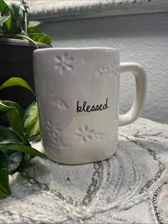 Rae Dunn Other - Rae Dunn Artisian Collection “Blessed” Embossed Floral Ceramic Coffee Mug
